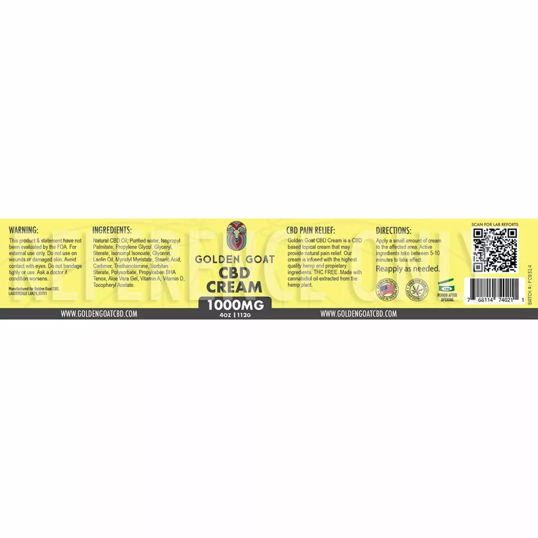 CBD Relief Cream, 1000mg - 4oz 1 CBD Cream - 1000mg