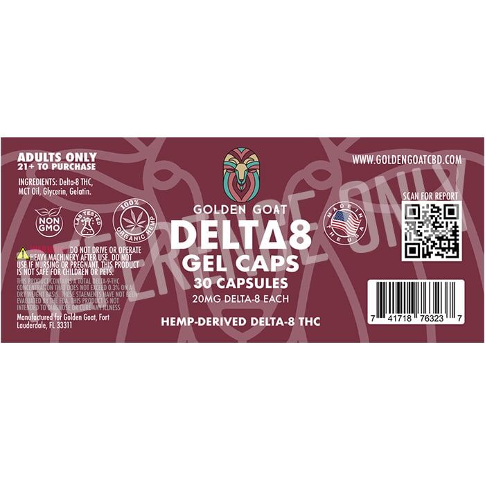 Delta-8 Gel Capsules, 750mg, 30ct 1 Delta 8 Gel Capsules - 600mg - Label