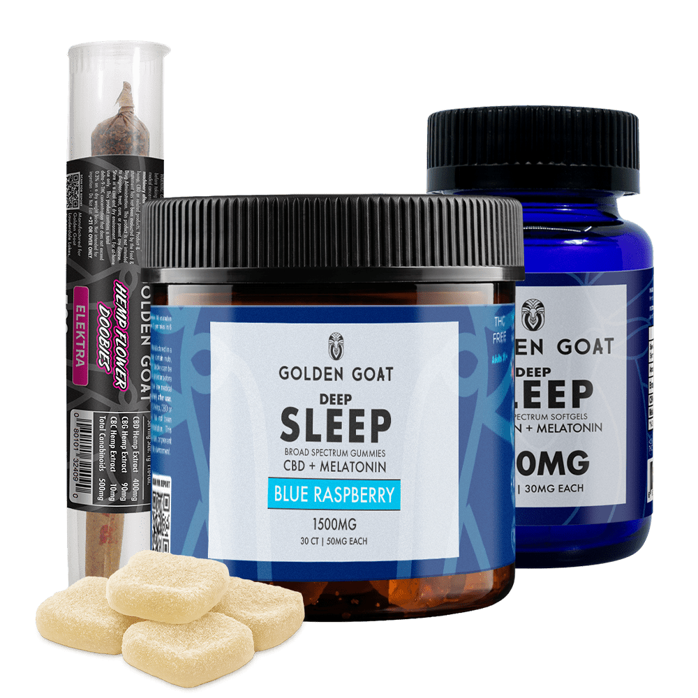 SLeep-3pk SLeep 3pk - <h3 data-path-to-node="5">What to Expect from The Elite Bundle</h3> <ul> <li>CBD Deep Sleep Gummies 1500mg</li> <li>CBD Deep Sleep Capsules 900mg</li> <li>CBD Hemp Flower Doobie</li> </ul> <h3 data-path-to-node="12">Highlights & Key Facts:</h3> <ul data-path-to-node="6"> <li> <p data-path-to-node="6,0,0">Seamlessly transitions you from daytime stress to deep sleep by combining immediate inhalation relaxation, fast-acting melatonin, and hours-long soft gel baseline support.</p> </li> <li> <p data-path-to-node="6,1,0">Features a rich, soothing hemp blend celebrated for its deep body relaxation and mind-quieting aromatic properties.</p> </li> <li> <p data-path-to-node="6,2,0">Formulated to melt away stress and physical tension without any intoxicating or hazy head effects.</p> </li> <li> <p data-path-to-node="6,3,0">Offers a satisfying, multi-sensory nightly routine that prepares both your mind and body for optimal sleep.</p> </li> </ul>